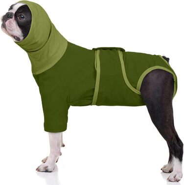 Теплий дощовик для собак MHaustlie з капюшоном та захистом вух, 2 в 1, худі, зелений, розмір S