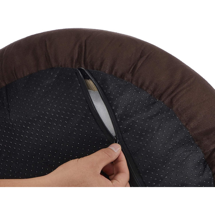 Ліжко для собак та котів Feandrea Donut, діаметр 50 см, коричневе, 50 x 50 x 18 см