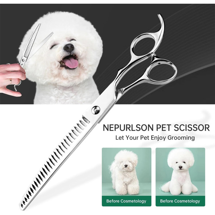 Професійна витончена ножиці для грумінгу собак та котів, 8 дюймів, з японської нержавіючої сталі, зменшує товщину шерсті на 75%