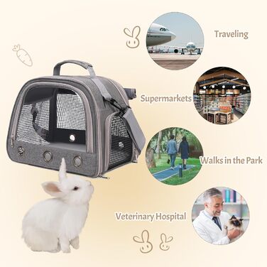 Транспортна переноска для дрібних тварин APKOL - переноска для морських свинок, кроликів, хом'яків, їжаків, сірого кольору