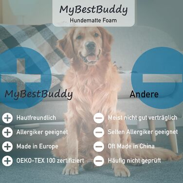 MyBestBuddy ортопедична подушка для собак, преміум, 8 см пінний наповнювач, сіра, 80x60 см, знімний тканинний чохол, прати при 40°C, гіпоалергенна, лежак для середніх собак