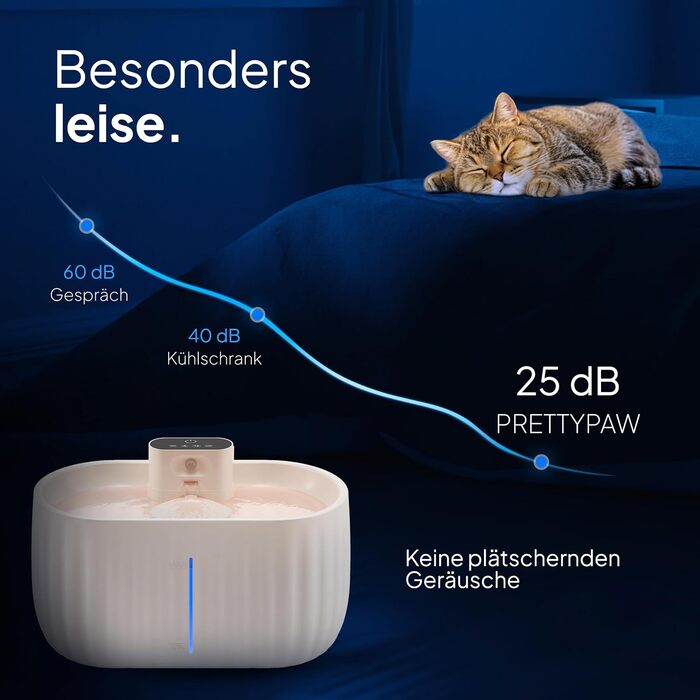 Бездротовий фонтан для котів Pretty Paw Aqua Sense, 3 л, з фільтром і датчиком руху, автономний на 45 днів, бежевий