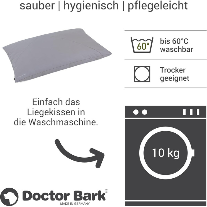 М'яке ліжко для собак великих порід Doctor Bark GreenLabel: велике, зручне, легко миється, світло-сірий колір