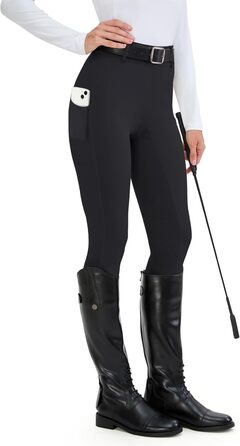 Легінси для верхової їзди HMILES для жінок, повний силіконовий покриття, висока талія, еластичні, з кишенею для телефону та петлями для ременя, сірі, розмір S