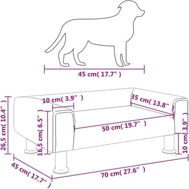 Ліжко для собак і котів vidaXL, синє, оксамитове, 70x45x26,5 см, м'яке ліжечко-диван для маленьких собак і котів