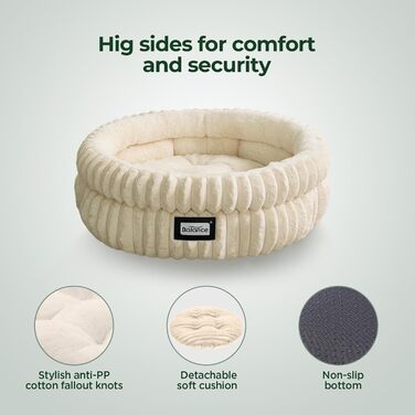 Кругле ліжко для котів BALANCE, м'яке, з антиковзною основою, 60x60x23 см, біле, зимове