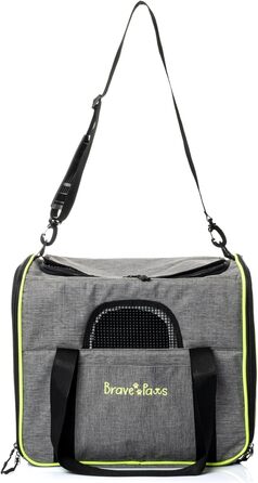 Транспортна сумка для котів та собак BRAVE PAWS, сіра, з міцного пластикового сітки, зручна, дихаюча, з безпечними застібками-блискавками та складною мискою