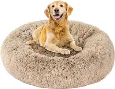 М'яке ліжко для собак та котів, маленьке, зручне, плюшеве, коричневе (60 см), з неслизьким дном, машинного прання