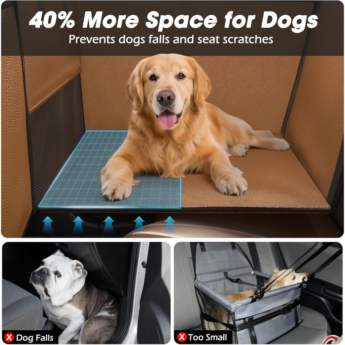 Автокрісло для собак FURTIME, велике, з жорстким дном, водонепроникне, для великих собак, підходить для SUV та позашляховиків