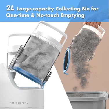 Машинка для стрижки собак Neakasa P2 Pro з пилососом, тиха, професійний набір для грумінгу домашніх тварин, 5 насадок для собак та котів, блакитна