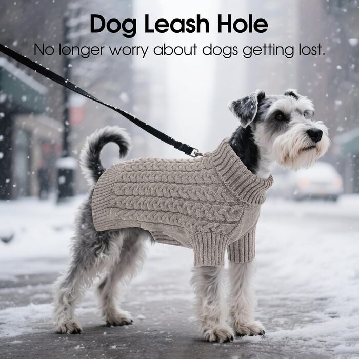Пуловер для собак ASENKU, S, теплий в'язаний пуловер для собак з отвором для повідка, для чихуахуа, французького бульдога, сірий