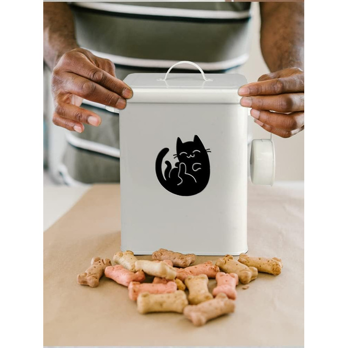 Контейнер для котячого корму JYCRA, портативний, білий, з ложкою