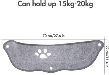 Віконна лежанка для котів Aoresac з матом та присосками, 70x29 см, до 20 кг, місце для відпочинку на сонці
