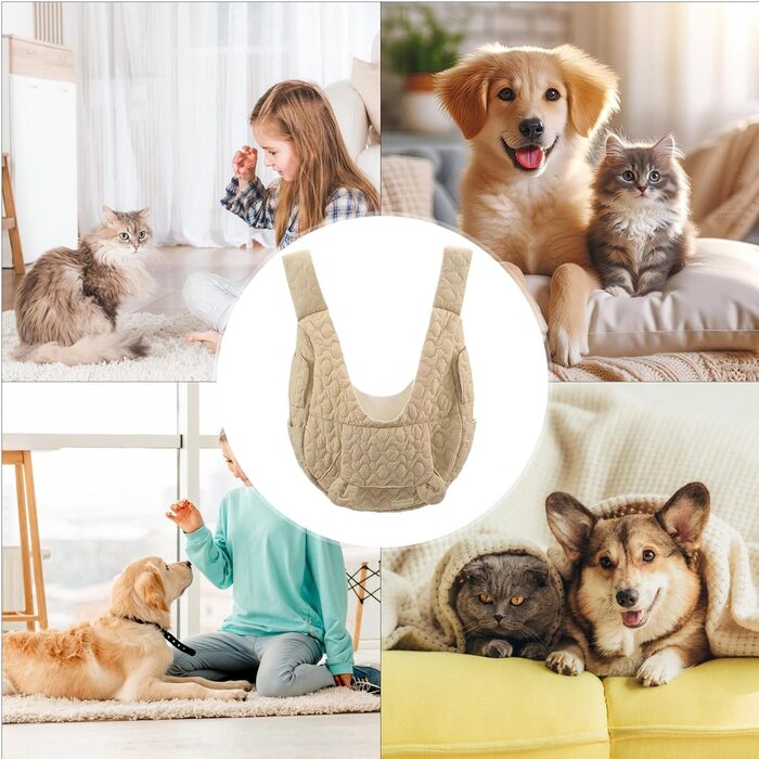 Рюкзак-переноска для собак та котів Ahuuen - дихаючий, м'який, для маленьких собак, кошенят, подорожей, кемпінгу, прогулянок, їзди на велосипеді, Khaki