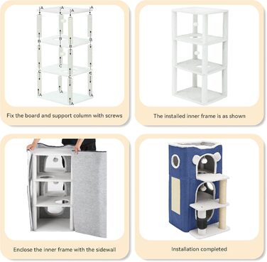 Дім для котів YITAHOME: сучасний комплекс з тунелем, когтеточкою та ігровим майданчиком для кількох кошенят (блакитний)