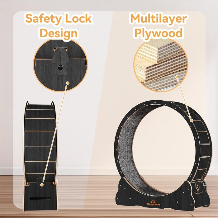 Катання для котів Homegroove, 113 см, XL: бігове колесо для дому, для зниження ваги та здоров'я котів