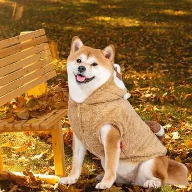 Костюм для собак MuYaoPet на Хелловін: костюм єнота-собаки з теплого флісу, теплий зимовий одяг для маленьких, середніх та великих собак (колір: коричневий, розмір: M)