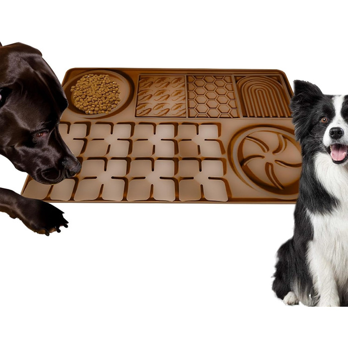 Килимок для повільного годування собак, антистрес, коричневий