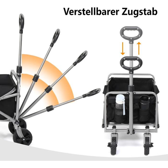 Бонло Котловий візок складний, 100 кг, 600D Оксфорд, сталевий каркас, 74,5×45,5×84 см, чорний