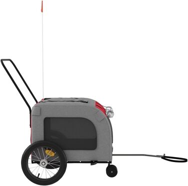 Причіп для велосипеда для собак, червоний та сірий, Oxford-тканина та метал, LH25839