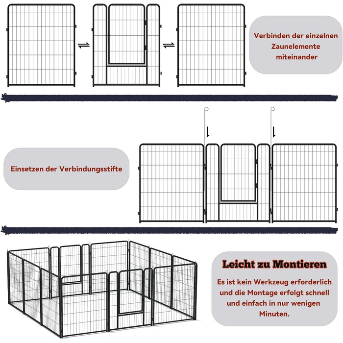 Вольєр для цуценят Froadp 6-TLG, 65 x 80 см: загон для собак, вольєр, огорожа, 6 елементів