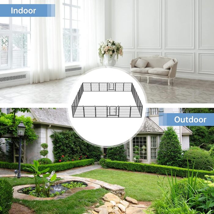 Металеве вольєр для собак BestPet з дверима, 32 панелі, для великих, середніх та малих собак. Розміри: 61x81,3x101,6 см