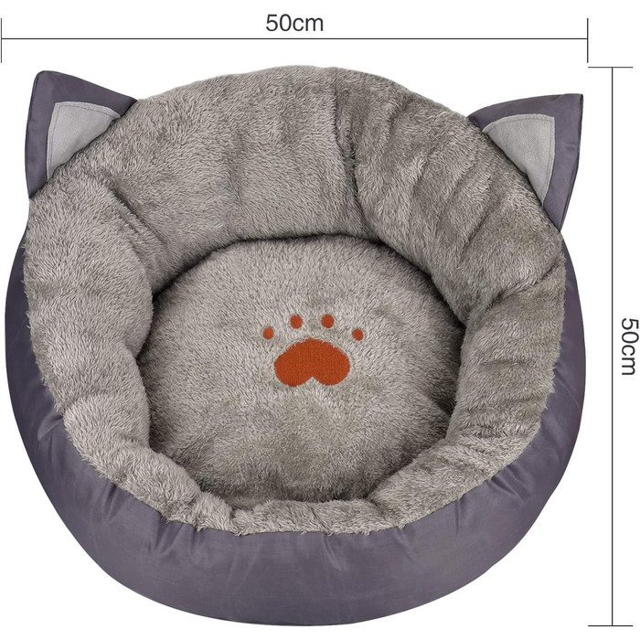 Кругле ліжко для собак та котів Queta. Тепле, миється, зручне ліжко для домашніх тварин (сірий)