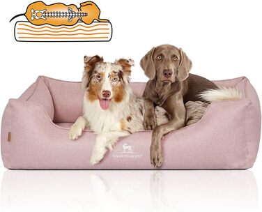 Ортопедичне собаче ліжко Knuffelwuff Luisa з велюру, Sunshine Edition XL, 105 x 75 см, рожеве. Знімний, пральний чохол. Для великих, середніх та малих собак. Розміри: 105 x 75 x 25 см.