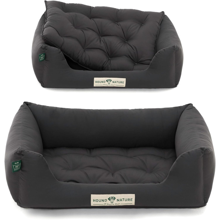 Ортопедичне ліжко для собак HOUND & NATURE Zermatt, корзина для собак середніх порід з високим бортиком, м'яке собаче ліжко з подушкою, яку можна прати (M - 95x70 см, S | 75x60 см, сірий)