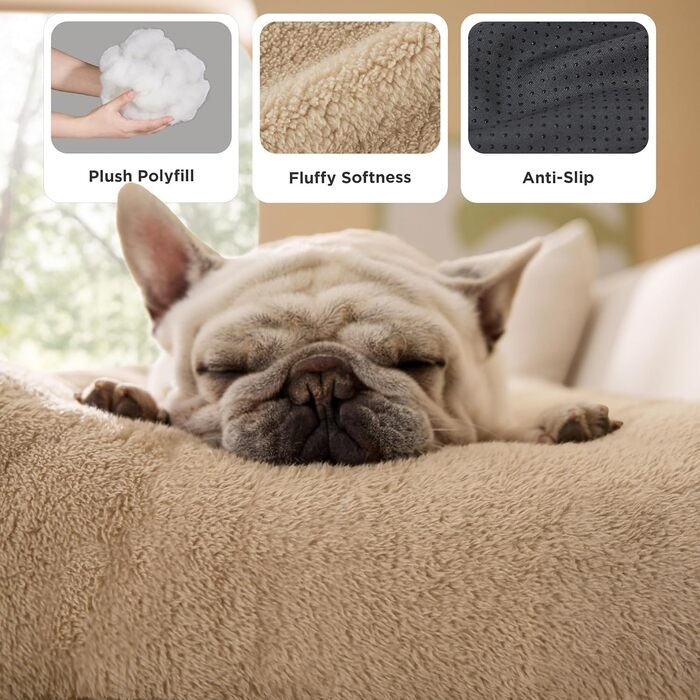 Килимок для собак BEDSURE великого розміру - м'яка лежанка для собак, комфортна матрац для домашніх тварин з неслизьким дном, тепла подушка для великих собак, верблюжий колір, 74x53x8 см