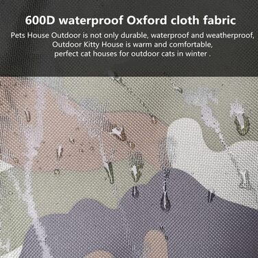 Кіт Будинок для вулиці MUYYIKA, зимостійкий, водонепроникний, для котів та тварин, 33x30x35 см, листяний