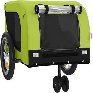 Фасба Причіп для собак, причіп для велосипеда, причіп для собак з відбивачами та прапорцем, причіп для котів та домашніх тварин, зелений та чорний Оксфорд, тканина та залізо