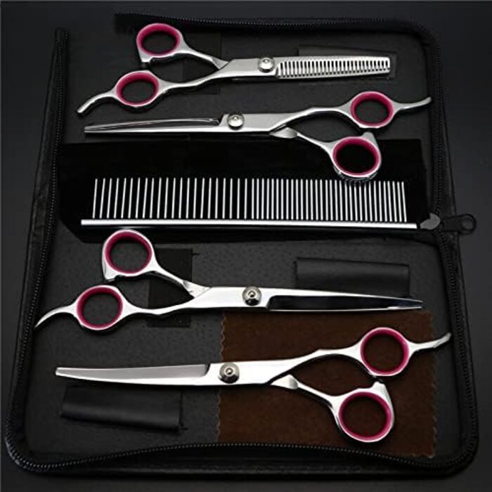 Набір професійних ножиць для грумінгу собак та котів, 18 см, з нержавіючої сталі, для догляду за шерстю, безпечні, гострі, довговічні та красиві