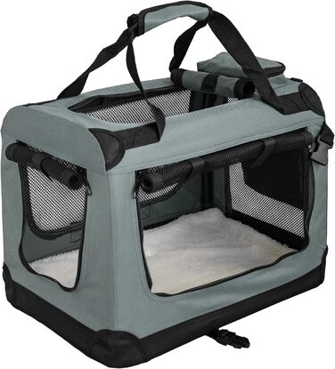 Складана переноска для собак та котів Petigi (Сірий, S, 50 x 35 x 36 см) - переноска для авто, сумка-ліжко