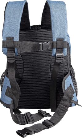 Сумка для собак на животі Timi, блакитна – 34x25x37 см, поліестер – посилення спини, світловідбивачі, шнурок, знімний низ, страховка, система ременів