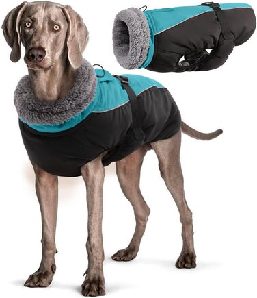 Водонепроникний зимовий теплий одяг для собак, куртка для собак, одяг для маленьких, середніх та великих собак, теплий пуловер для собак з безпечними світловідбиваючими смугами для Лабрадора, Чихуахуа, Французького бульдога (3XL, небесно-блакитний)