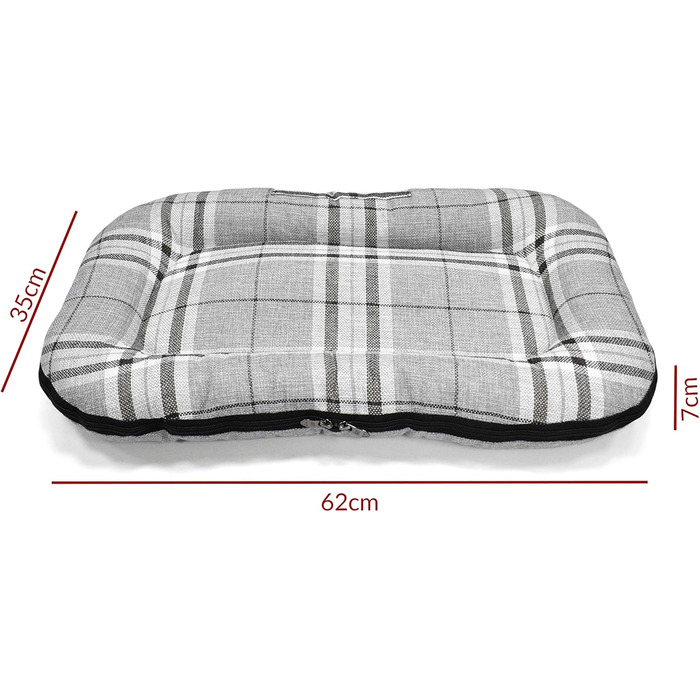 Ортопедичний лежак для собак Преміум Hugo Check з Memory Foam. Підходить для собак маленьких, середніх та великих порід. Знімний та пральний чохол, сірий в клітинку, розмір S (62x35x7 см)