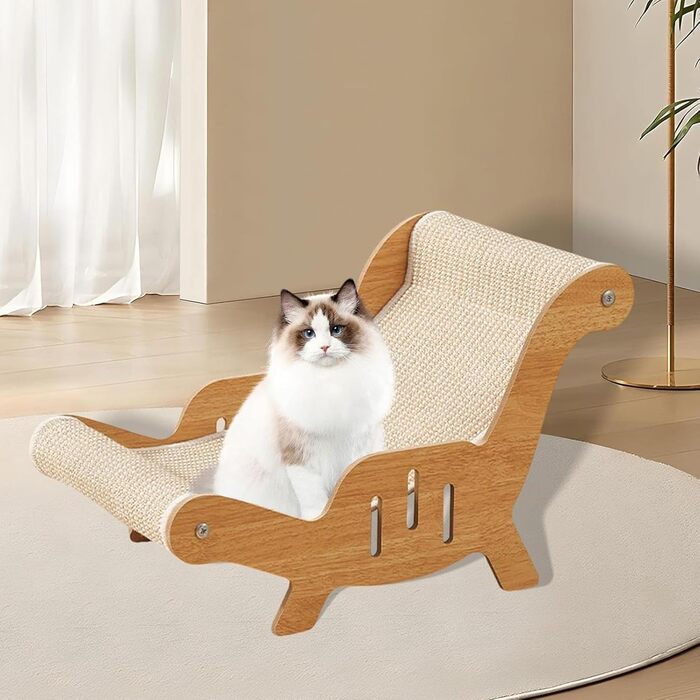Крісло-лежанка для котів з сизалю, лежанка-крісло для дряпання котів, гамак для котів, кошик для котів, ліжко для котів, цуценят та дрібних тварин, 53x31x32 см