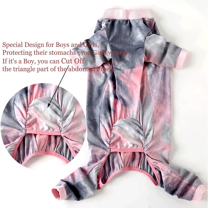 Піжама для собак великих порід, бавовна, батик, рожевий тай-дай (3XL)