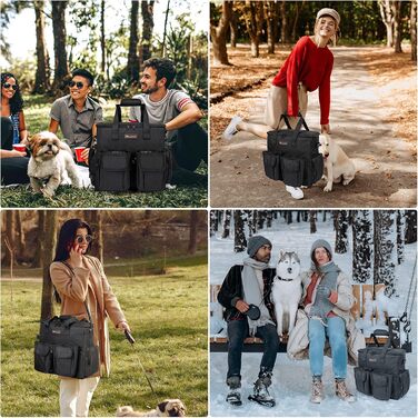 Чорна сумка-переноска для собак Modoker, велика, для подорожей, з кишенями для ласощів