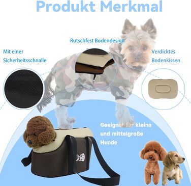 Транспортна сумка для собак та котів, велика, дихаюча, з ременем безпеки, коричнева