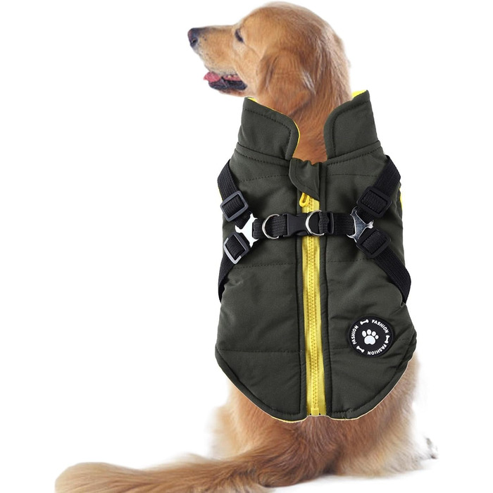 Зимовий теплий жилет для собак з пов'язкою, для маленьких, середніх та великих собак, зелений S