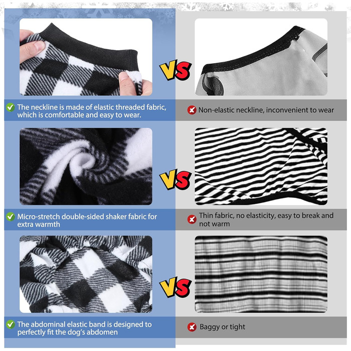 Піжама для собак SCENEREAL: теплий, м'який комбінезон для маленьких та великих собак, чорного кольору. Підходить для зими та святкування Нового року.