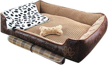 М'яке розкішне ліжко для собак GUOCU з знімним подушкою, водонепроникний кортекс, ліжко для домашніх тварин різних розмірів XXL (L (70*55*22 см), коричневий комплект)