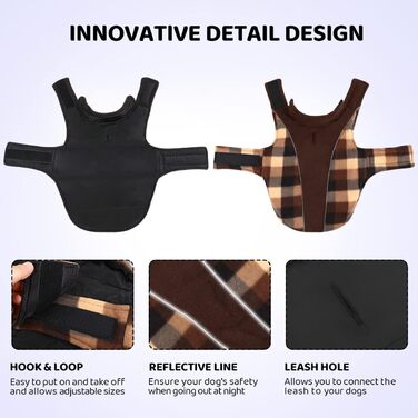 Теплий зимовий одяг для собак CITE TOILE з захистом живота, світловідбиваючими елементами, для собак великих порід, коричневий, XXL