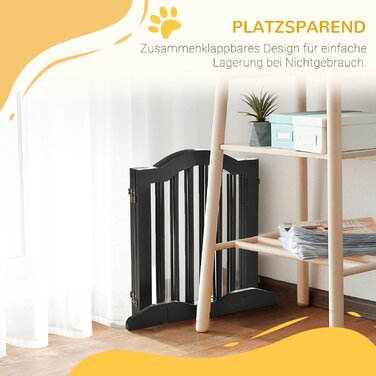 PawHut Dog Gate Плоский, Бар'єр для собак, Захисна сітка, стійка, складна, 154.5x29.5x61см, дерево, чорна