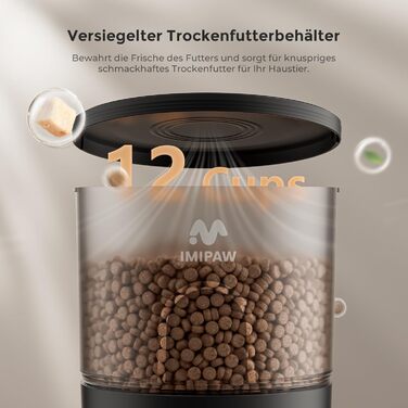 Автомат годівлі для котів та собак IMIPAW з Wi-Fi, 3L, чорний | Програмований диспенсер корму з APP-керуванням, 5G/2.4G, 1-10 прийомів на день