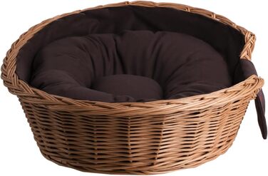 Корзина для собак та котів з плетеної лози з подушкою, 60x43x16 см