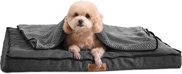 Кіжне ліжко YITAHOME для собак - 76x51 см, знімний чохол, килимок для собак, миється, не слизьке, сірий 76x51x7.5 см (Д x Ш x В)