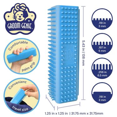 Щітка для вичісування шерсті Groom Genie Magic, для собак і котів, видалення шерсті з меблів, дивану, килимів та одягу, блакитна
